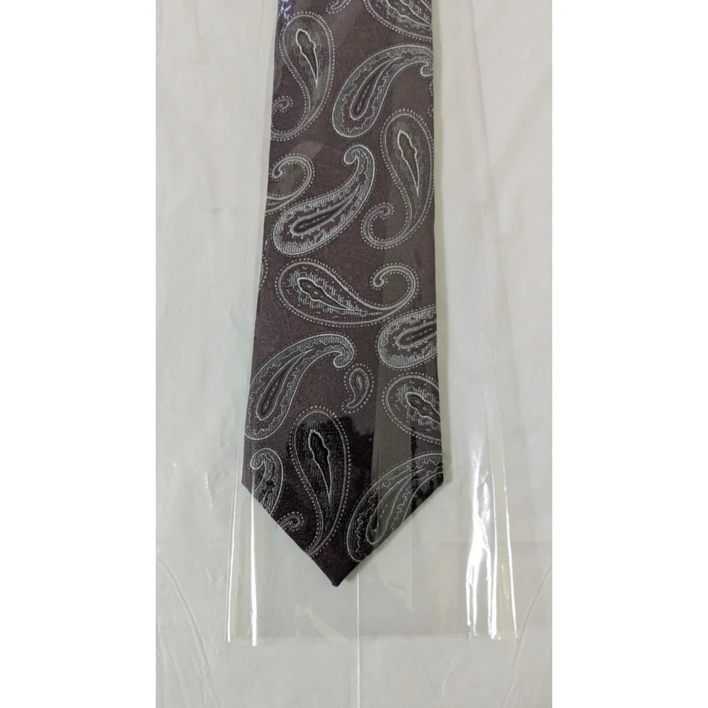 New 1812 Society Plum w/Silver Paisley Hand Made Luxury Jacquard Silk Tie 58x3.5